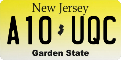 NJ license plate A10UQC