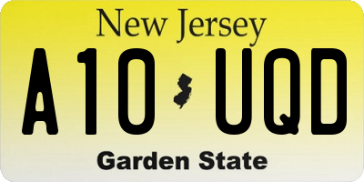 NJ license plate A10UQD