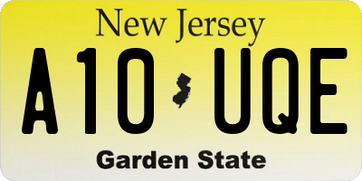 NJ license plate A10UQE