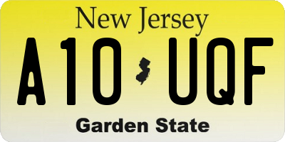 NJ license plate A10UQF