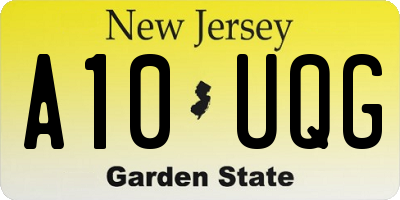 NJ license plate A10UQG