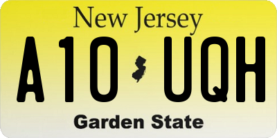 NJ license plate A10UQH