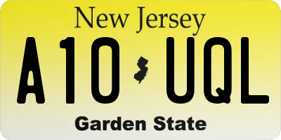 NJ license plate A10UQL