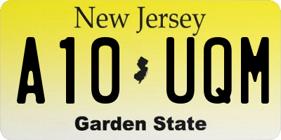 NJ license plate A10UQM