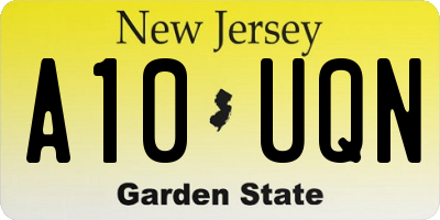 NJ license plate A10UQN