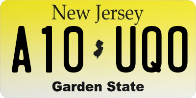 NJ license plate A10UQO