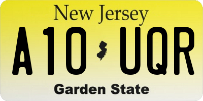 NJ license plate A10UQR