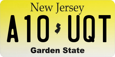 NJ license plate A10UQT