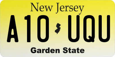 NJ license plate A10UQU