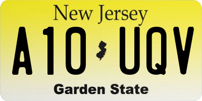 NJ license plate A10UQV