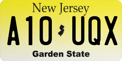 NJ license plate A10UQX