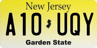 NJ license plate A10UQY