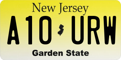 NJ license plate A10URW