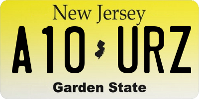 NJ license plate A10URZ