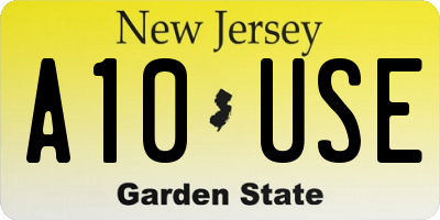 NJ license plate A10USE