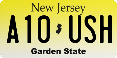 NJ license plate A10USH