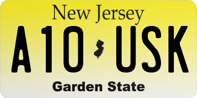 NJ license plate A10USK