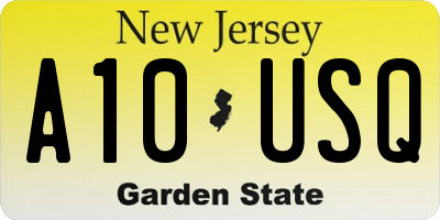 NJ license plate A10USQ