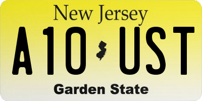 NJ license plate A10UST