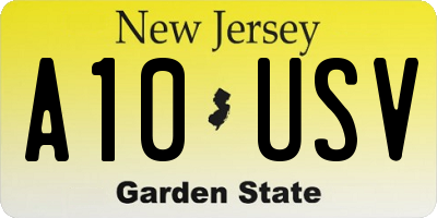 NJ license plate A10USV