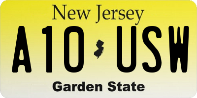 NJ license plate A10USW
