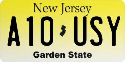 NJ license plate A10USY