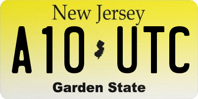 NJ license plate A10UTC