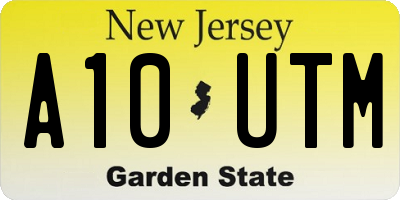 NJ license plate A10UTM