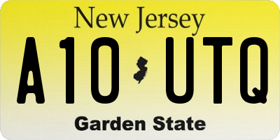 NJ license plate A10UTQ