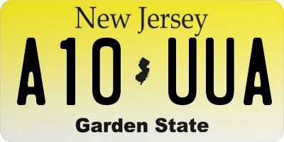 NJ license plate A10UUA