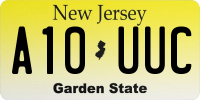 NJ license plate A10UUC