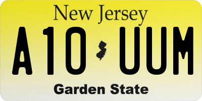 NJ license plate A10UUM