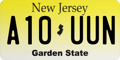 NJ license plate A10UUN