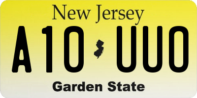 NJ license plate A10UUO