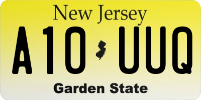 NJ license plate A10UUQ