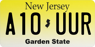 NJ license plate A10UUR