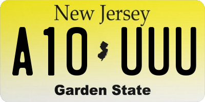 NJ license plate A10UUU