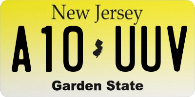 NJ license plate A10UUV