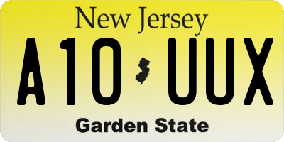 NJ license plate A10UUX