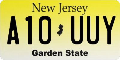 NJ license plate A10UUY