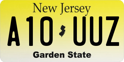 NJ license plate A10UUZ