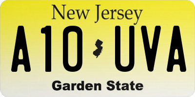 NJ license plate A10UVA