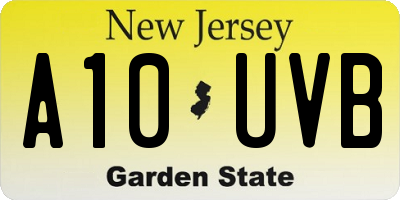 NJ license plate A10UVB