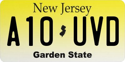 NJ license plate A10UVD