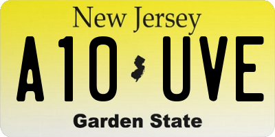 NJ license plate A10UVE