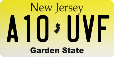 NJ license plate A10UVF