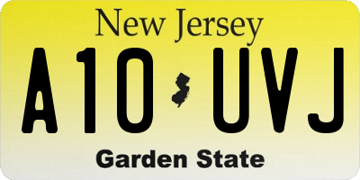 NJ license plate A10UVJ