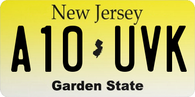 NJ license plate A10UVK