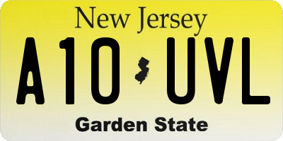 NJ license plate A10UVL