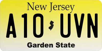 NJ license plate A10UVN